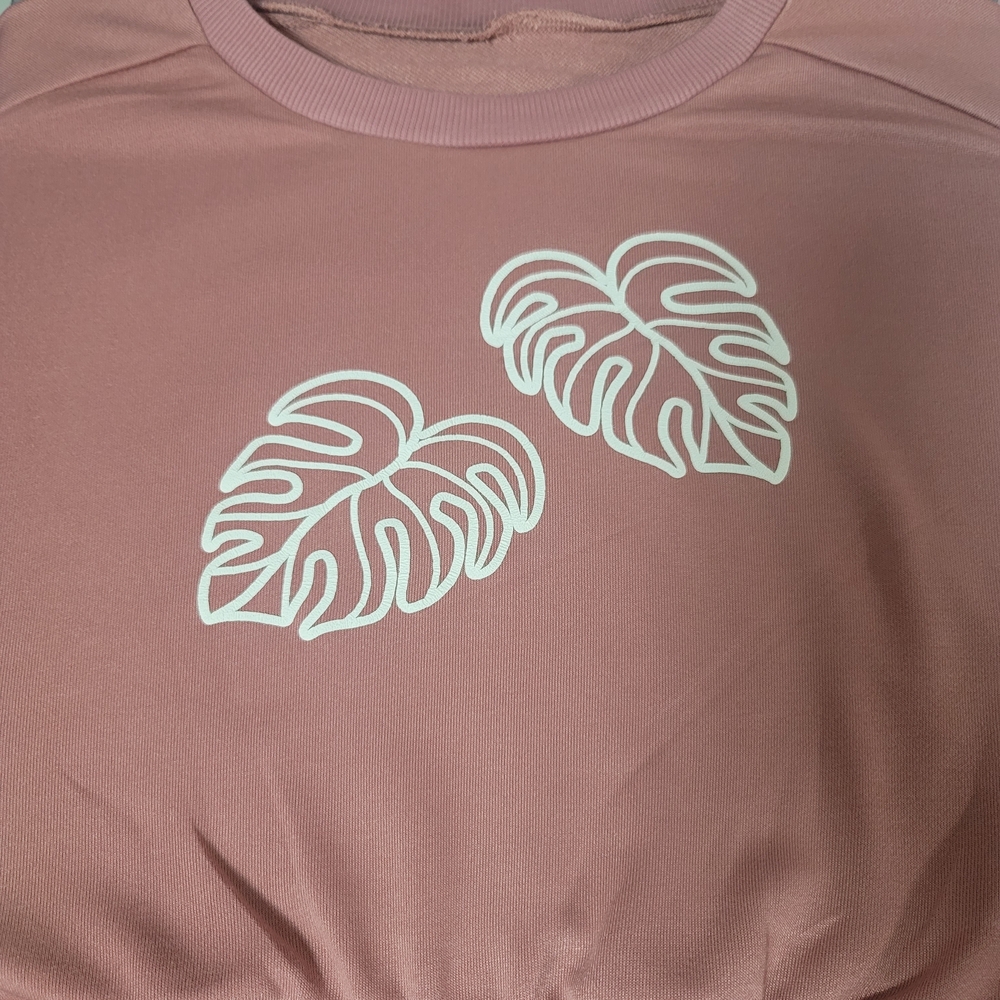 Dusty Pink Monstera Crop Sweatshirt